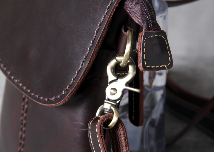 Crazy Horse Leather Messenger Bag Retro Shoulder Bag Mens Casual Crossbody Bag