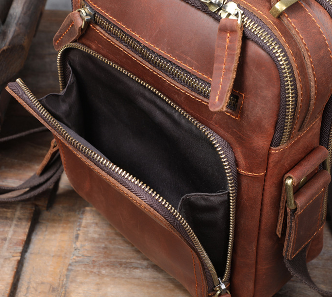 Full Grain Leather Messenger Bag Vintage Leather Shoulder Bag Retro Crossbody Bag
