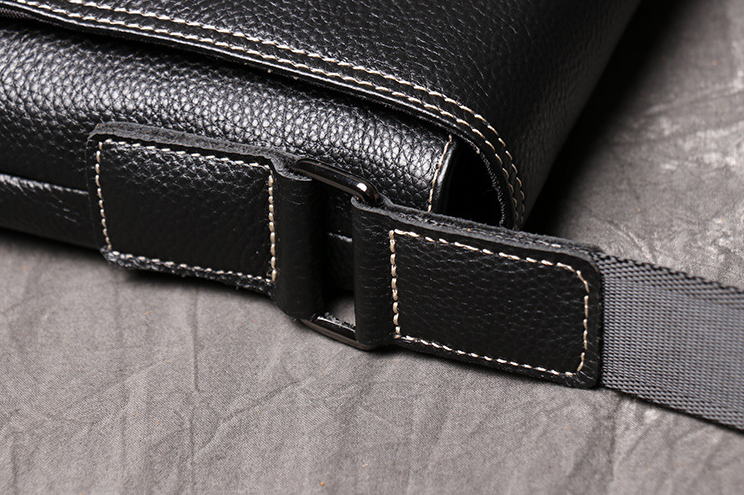 Crazy Horse Leather Messenger Bag Black Leather Shoulder Bag Handmade Leather Crossbody Bag