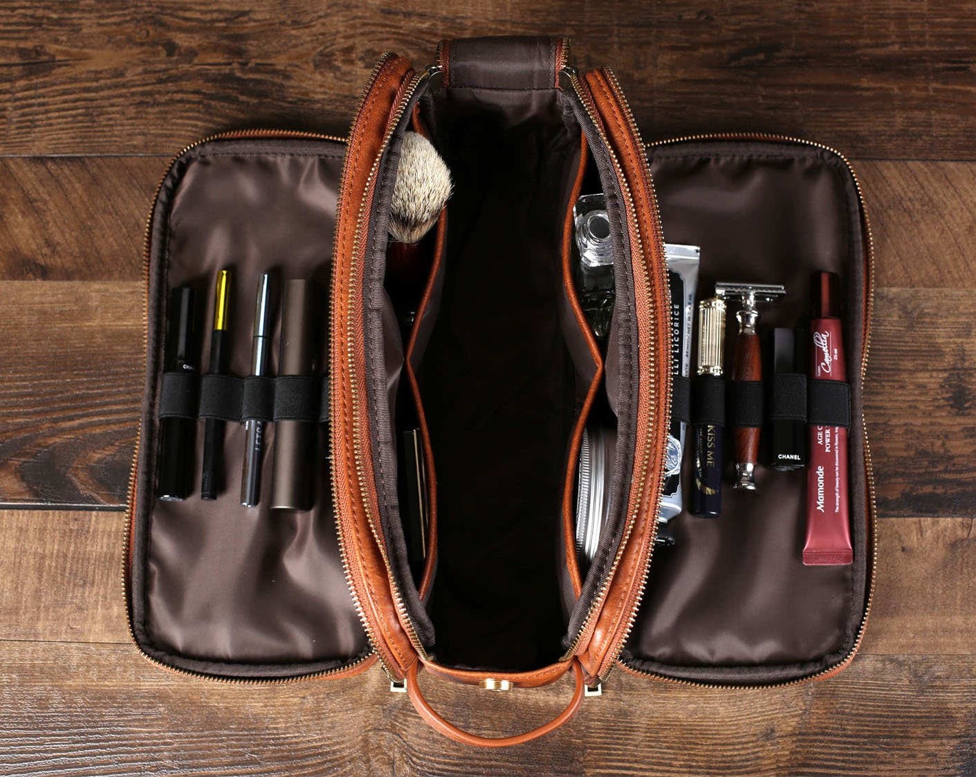 Vegan Leather Toiletry Bag for Men, Travel Shaving Dopp Kit Bag –  Unihandmade