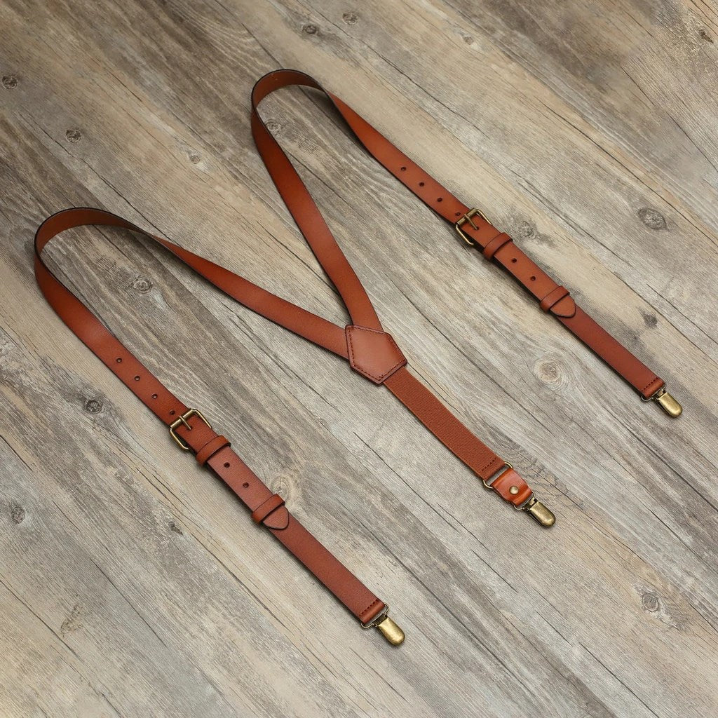 Personalized Leather Suspenders Wedding Suspenders Men's Suspenders