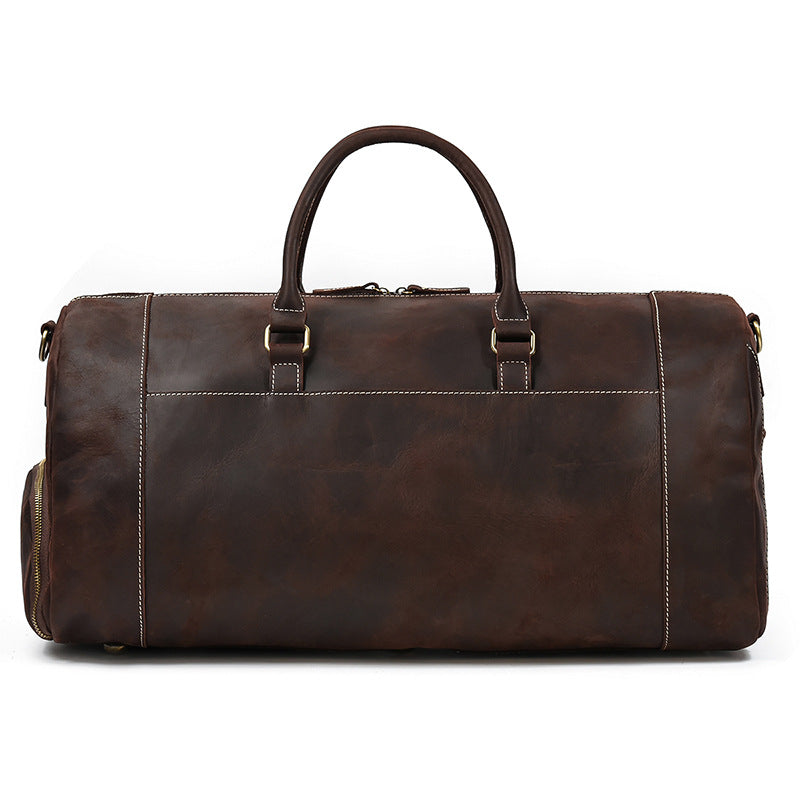 big travel duffel bags Large Size Weekend Bag Leather Travel Bag with Shoes Compartment Duffel Bag Vintage Brown / No