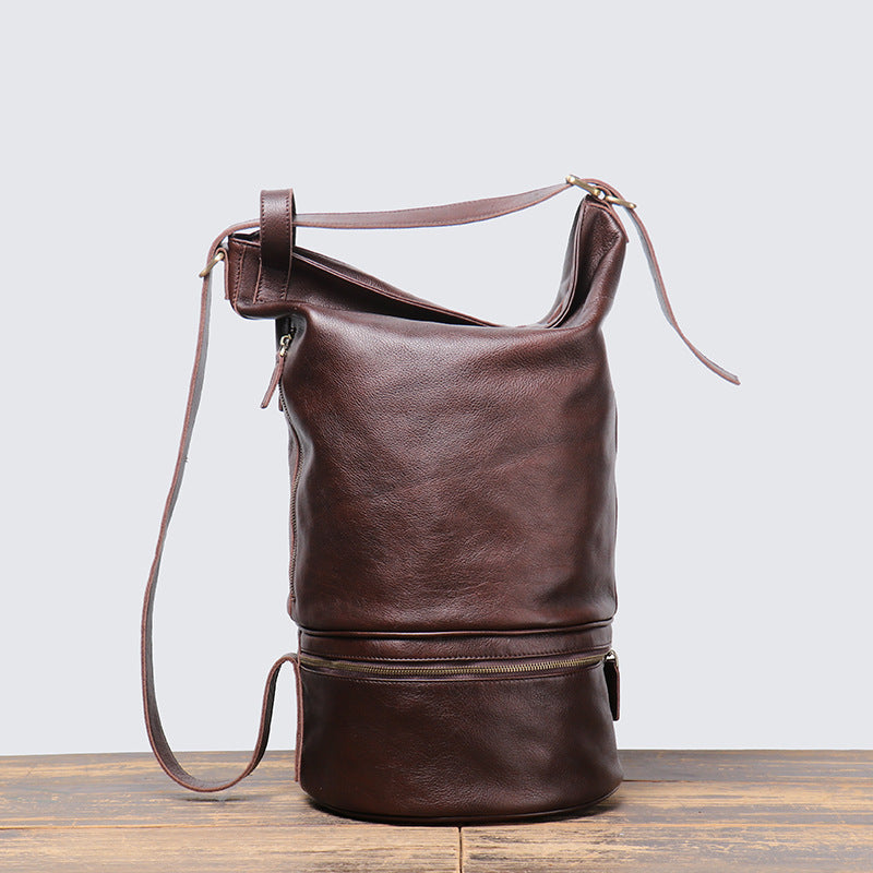 Handmade Full Grain Leather Travel Storage Bag Man Travel Backpack