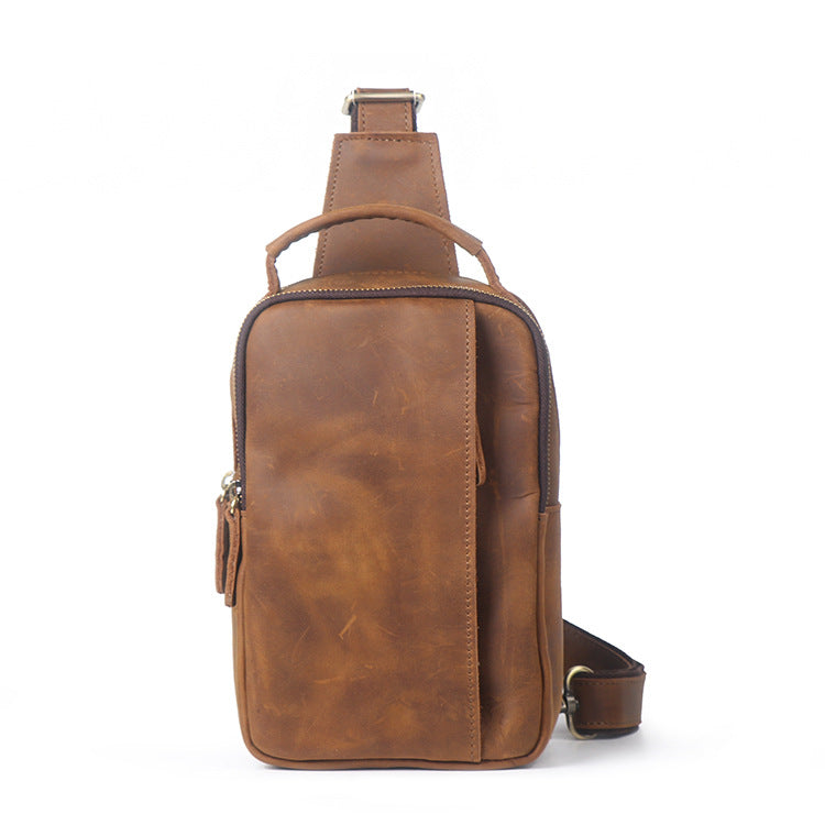 Mens Sling Bag Full Grain Leather Crossbody Bag Handmade Fanny Pack