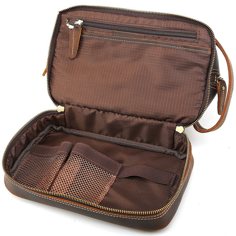 Handmade Leather Dopp Kit Large Leather Cosmetic Bag Travel Toiletry Bag CN8814 - Unihandmade