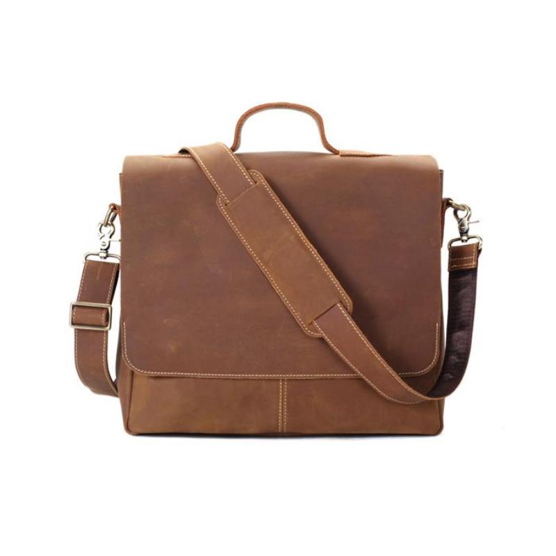Men Leather Briefcase Messenger Bag Laptop Bag Shoulder Bag 7108 - Unihandmade