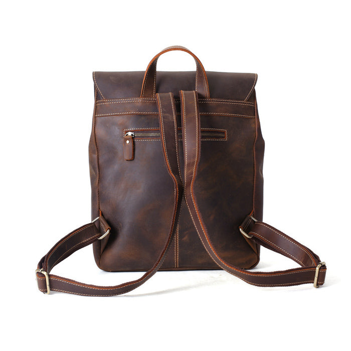 brown leather backpack for school Vintage Handmade Leather Backpack Travel Backpack School Rucksack Vintage Brown / No