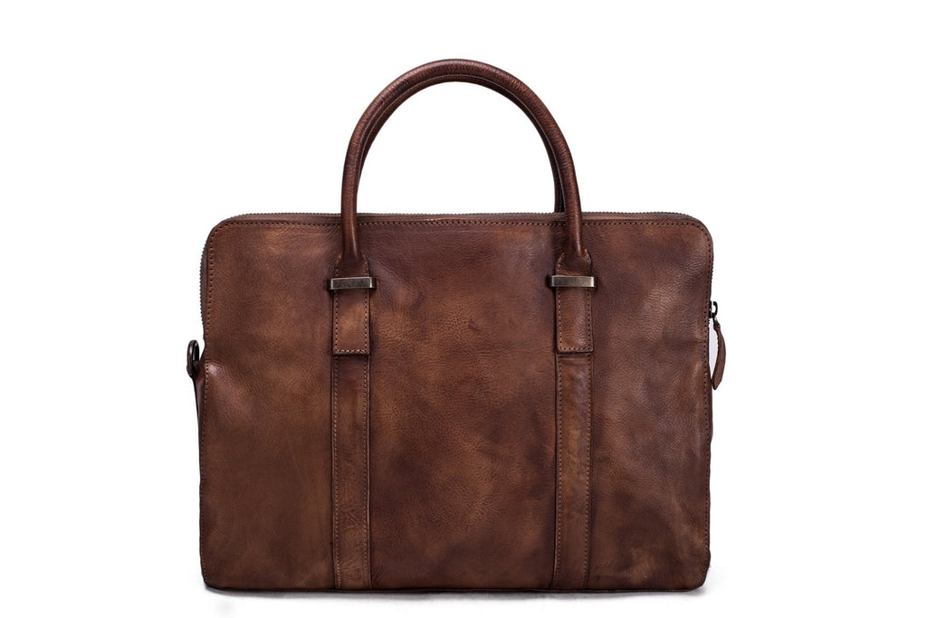 Laptop Bag Vintage Vegetable Tanned Leather Briefcase Messenger Bag  9043 - Unihandmade