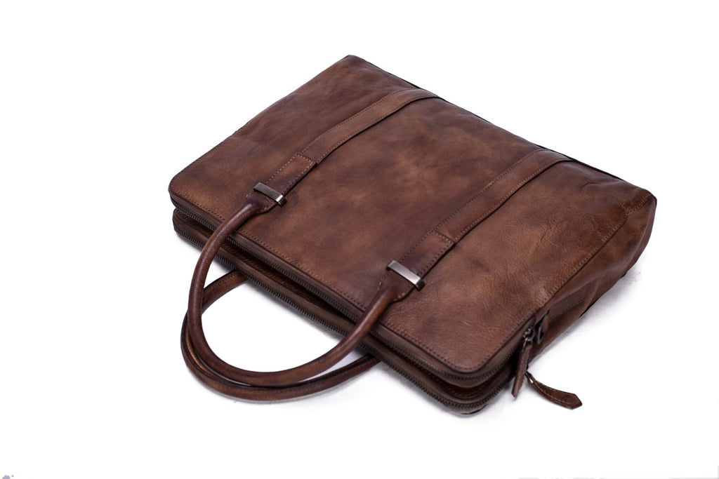 Laptop Bag Vintage Vegetable Tanned Leather Briefcase Messenger Bag  9043 - Unihandmade