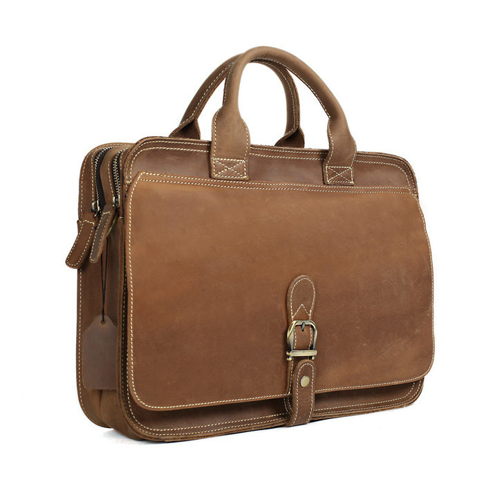 Men's Handmade Leather Briefcase Messenger Laptop Bag Men's Handbag For Christmas Gift 6020 - Unihandmade