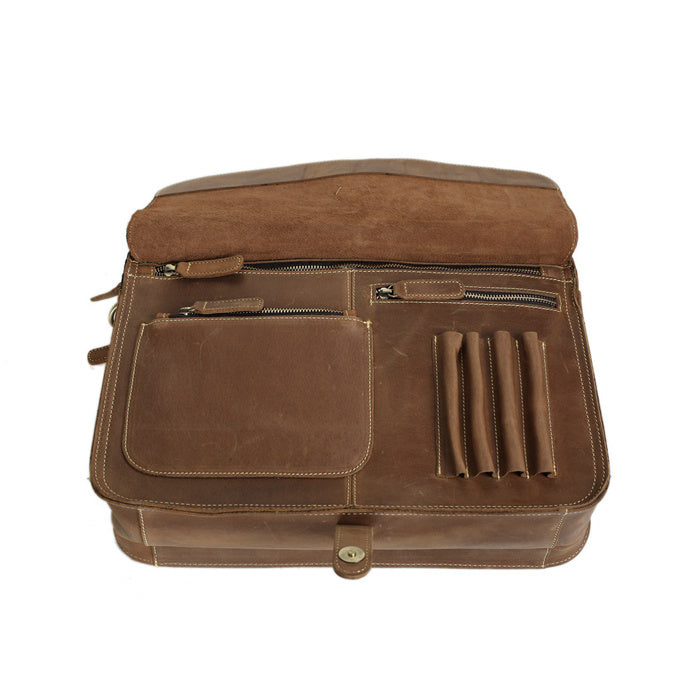 Men's Handmade Leather Briefcase Messenger Laptop Bag Men's Handbag For Christmas Gift 6020 - Unihandmade