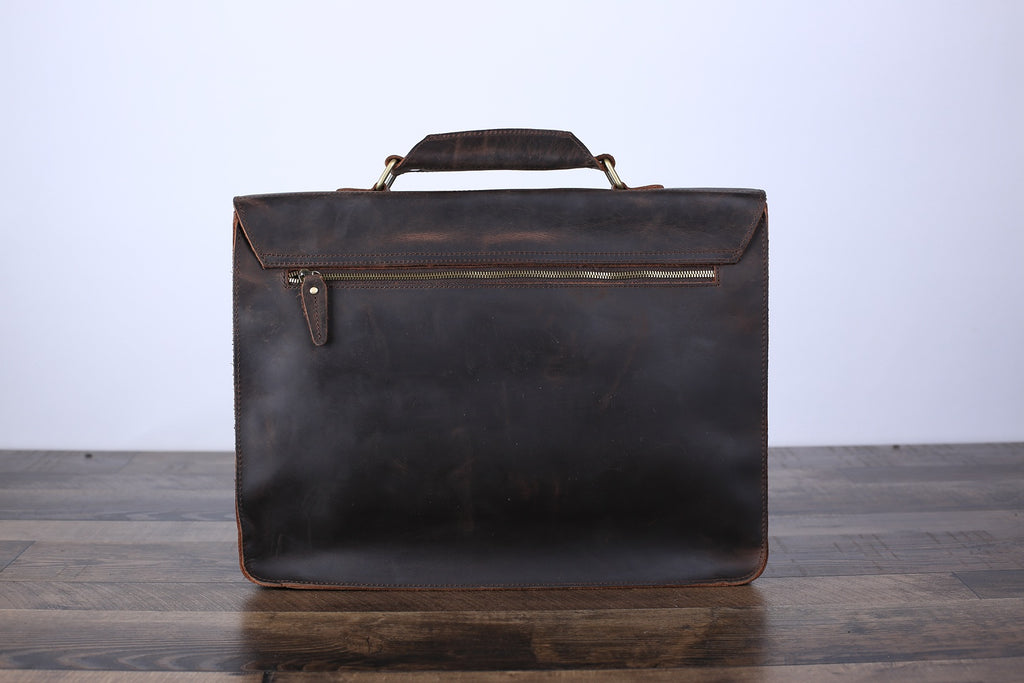 Handmade Vintage Men Leather Briefcase Messenger Bag Men Leather Shoulder Bag School Laptop Bag - Unihandmade