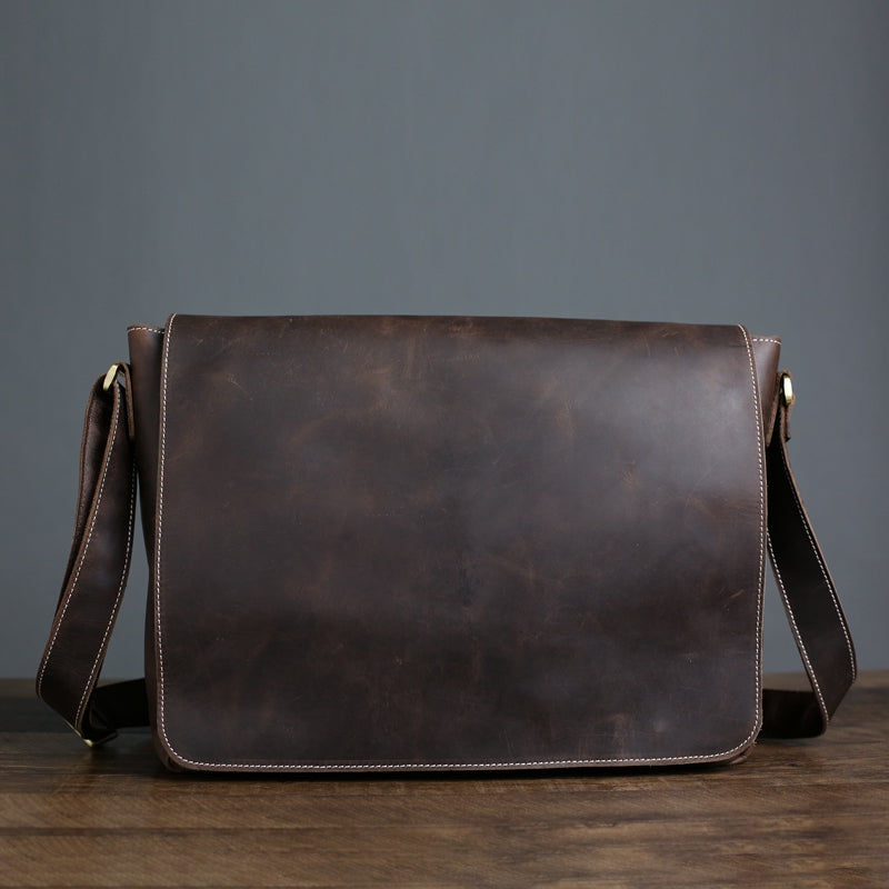 Handmade Vintage Full Grain Leather Satchel Messenger Bag Shoulder Bag Cross body Bag Laptop Bag Birthday Christmas Gift - Unihandmade