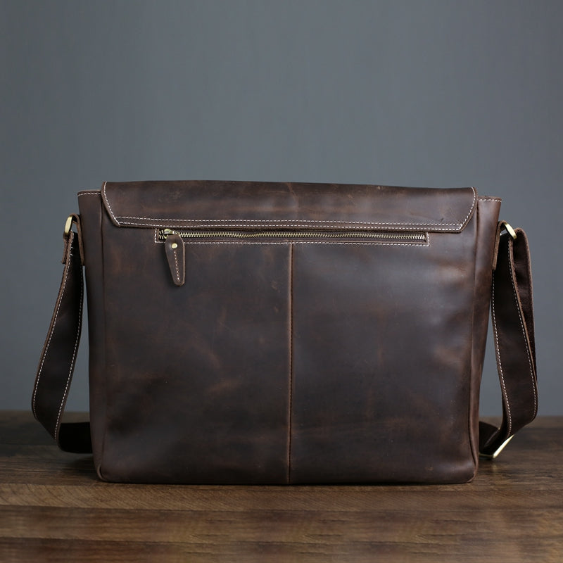 Full Grain Leather Messenger Bag Mens Leather Shoulder Bag Vintage Handmade  Crossbody Bag Satchel