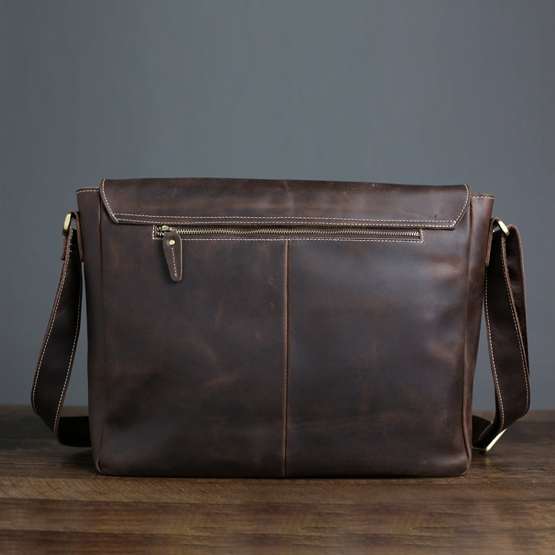 Handmade Vintage Full Grain Leather Satchel Messenger Bag Shoulder Bag ...