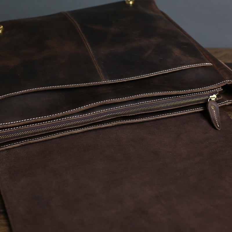 Handmade Vintage Full Grain Leather Satchel Messenger Bag Shoulder Bag Cross body Bag Laptop Bag Birthday Christmas Gift - Unihandmade