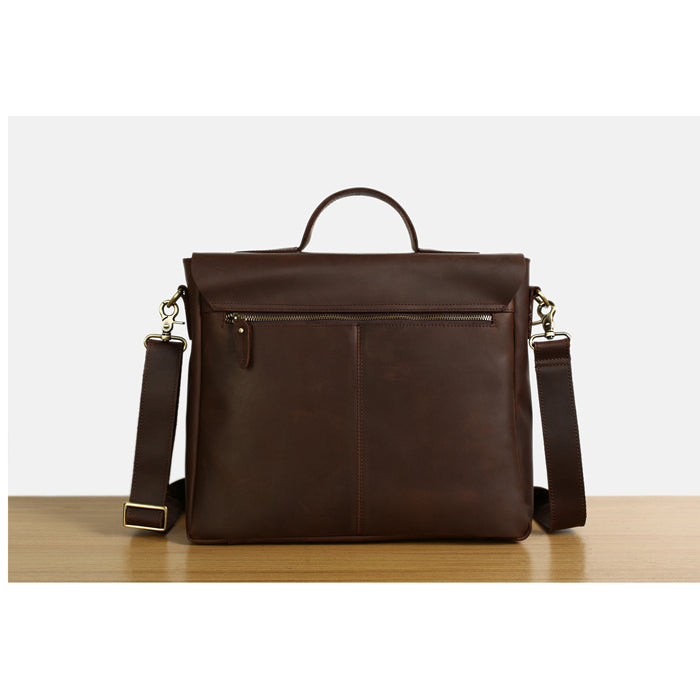 Men Leather Briefcase Messenger Bag Laptop Bag Shoulder Bag 7108 - Unihandmade
