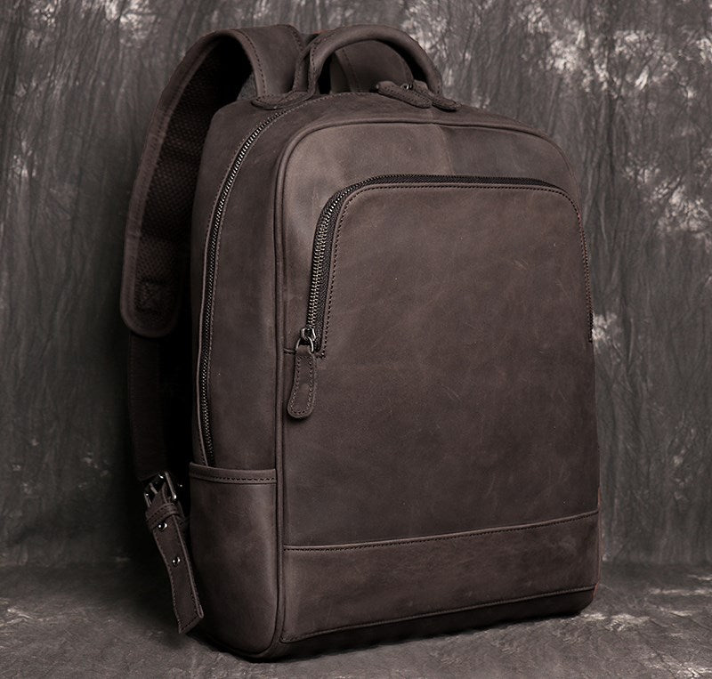 Full Grain Leather Backpack School Backpack 14“ Laptop Backpack