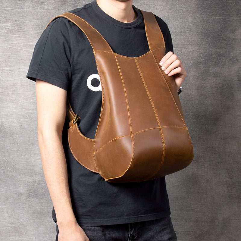 Handmade Leather Beatles Backpack Man Leather Backpack - Unihandmade
