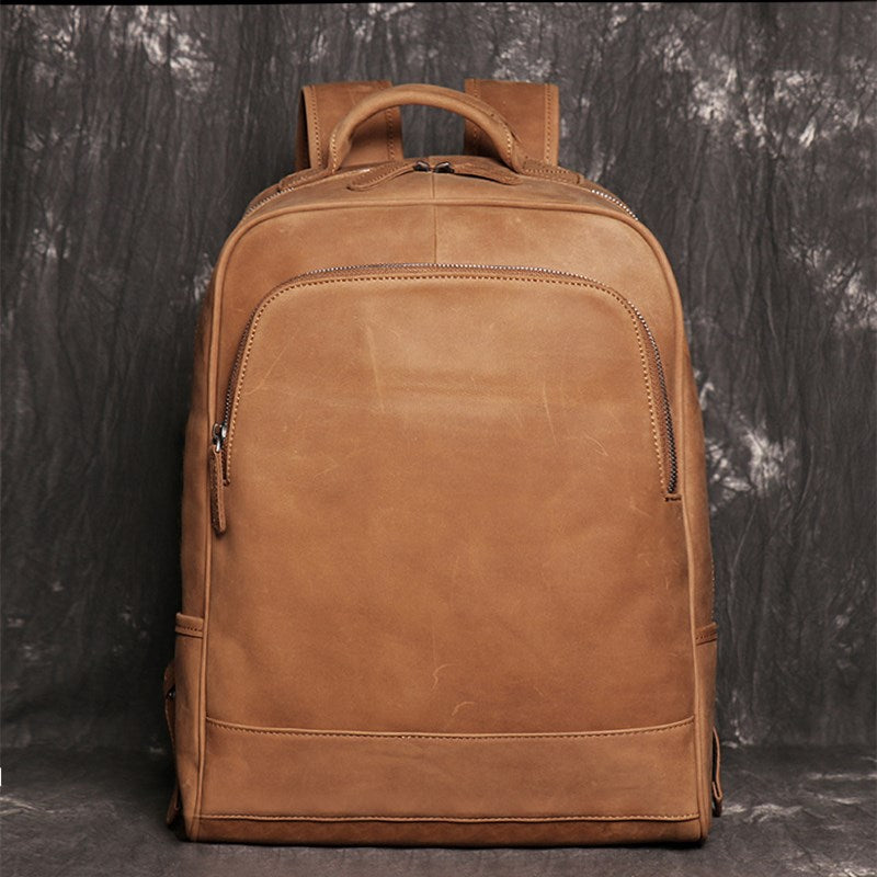 Full Grain Leather with Canvas Backpack Designer Backpacks Casual Scho –  Unihandmade