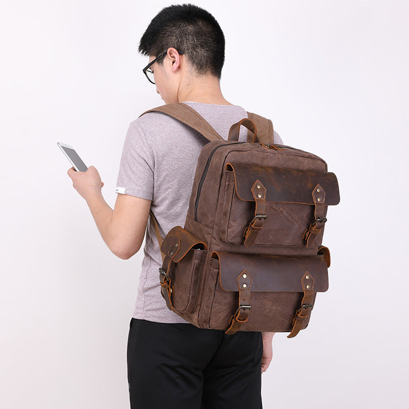 Handmade Canvas Backpack  Laptop Backpack Rucksacks Travel Backpack  - Unihandmade