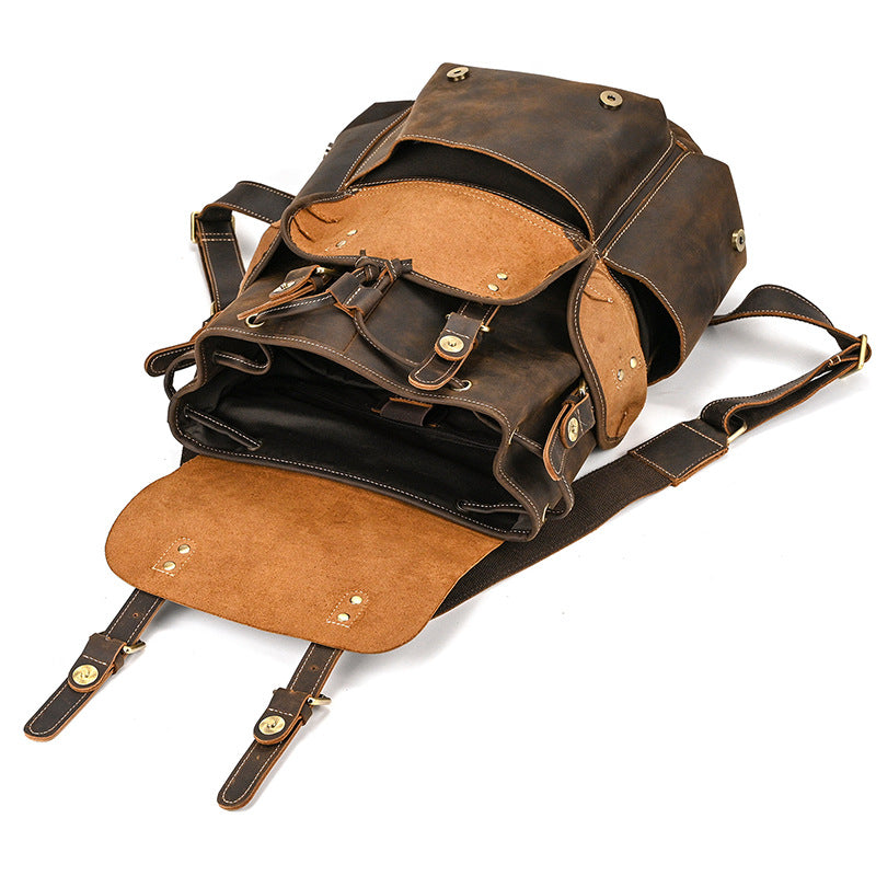 Full Grain Leather Backpack Man Travel Backpack