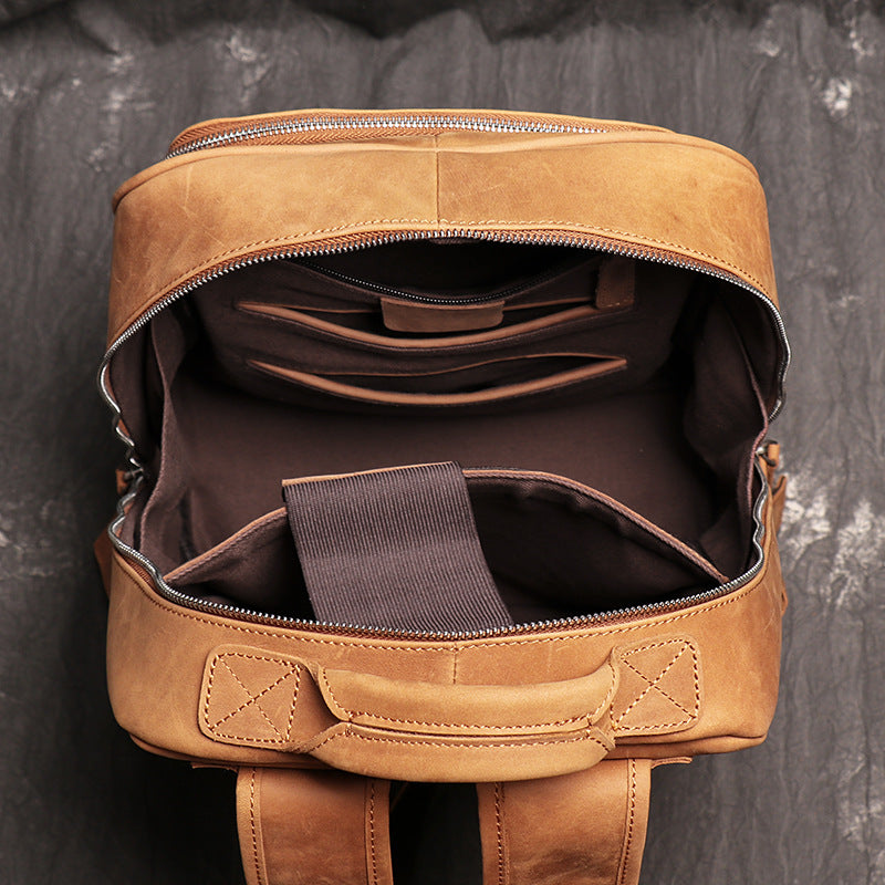 Full Grain Leather Backpack School Backpack 14“ Laptop Backpack