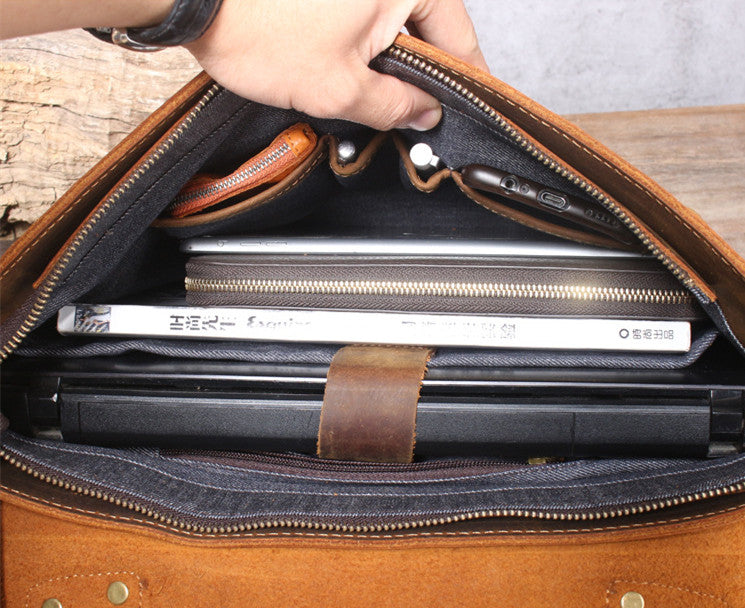 Handmade Full Grain Rustic Leather Messenger Bag Crossbody Bag