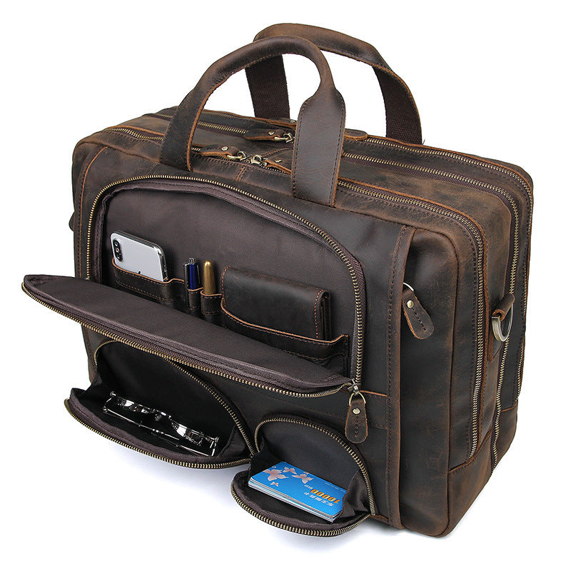 Handmade Vintage Leather Briefcase Men Messenger Bag Leather Handbag Men Shoulder Crossbody Bag  7289 - Unihandmade