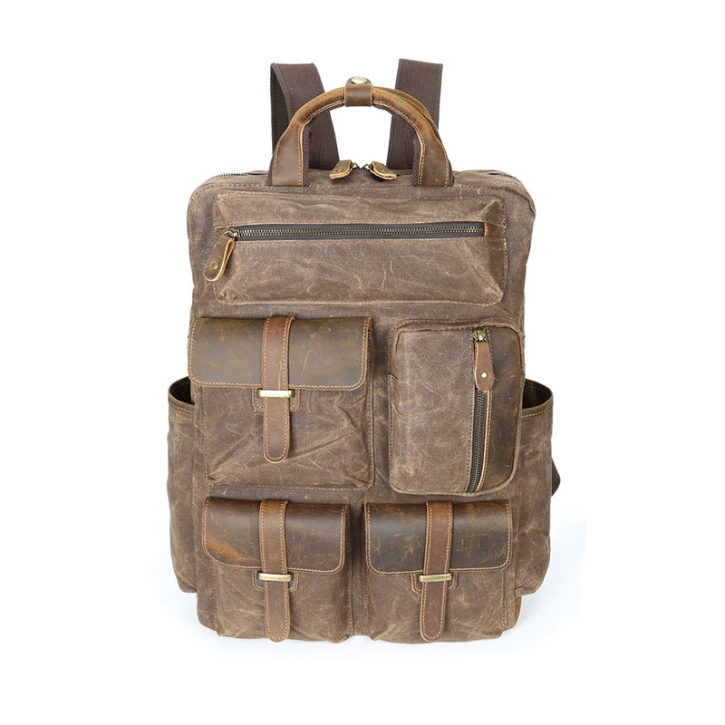 Backpacking Waxed Canvas Backpack Rucksacks Travel Backpack – Unihandmade
