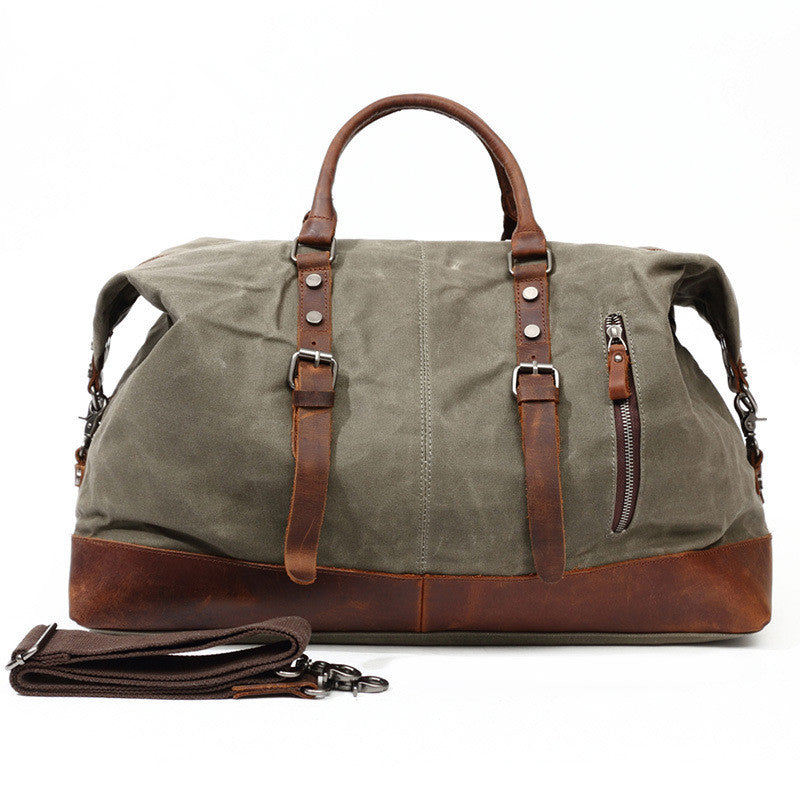 Waxed Canvas and Leather Duffle Bag - USA Crafted