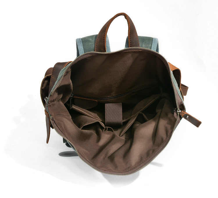 Handmade Leather Canvas Backpack Men Travel Backpacks Rucksack MC9120-2 - Unihandmade