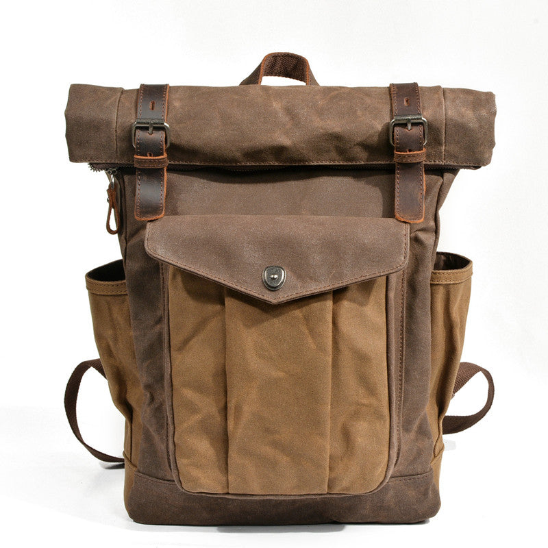 Handmade Leather Canvas Backpack Men Travel Backpacks Rucksack