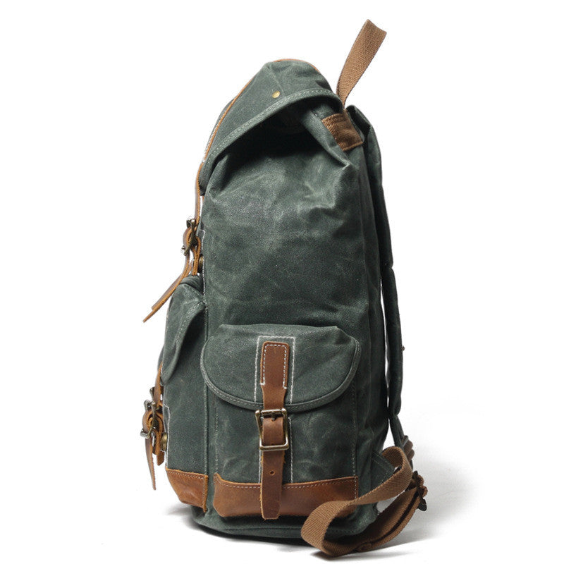 Personalized Waxed Canvas Travel Backpack School Backpack Hiking Rucksack Laptop Backpack