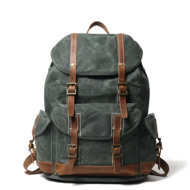 Personalized Waxed Canvas Travel Backpack School Backpack Hiking Rucksack Laptop Backpack