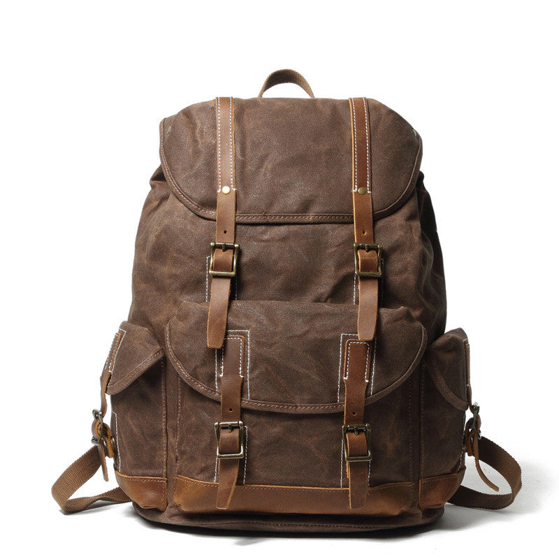Personalized Waxed Canvas Travel Backpack School Backpack Hiking Rucks ...