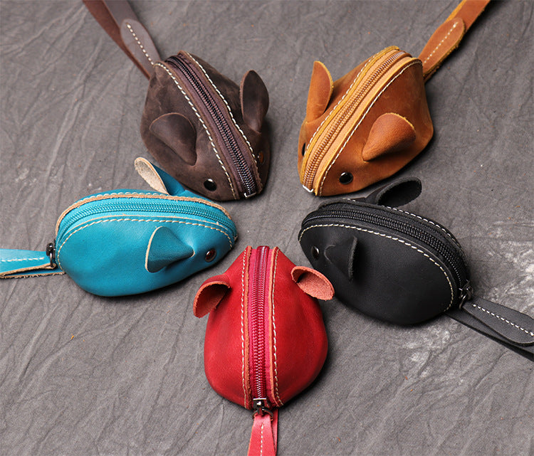 Cute Coin Purse Handmade Leather key Pocket - Unihandmade