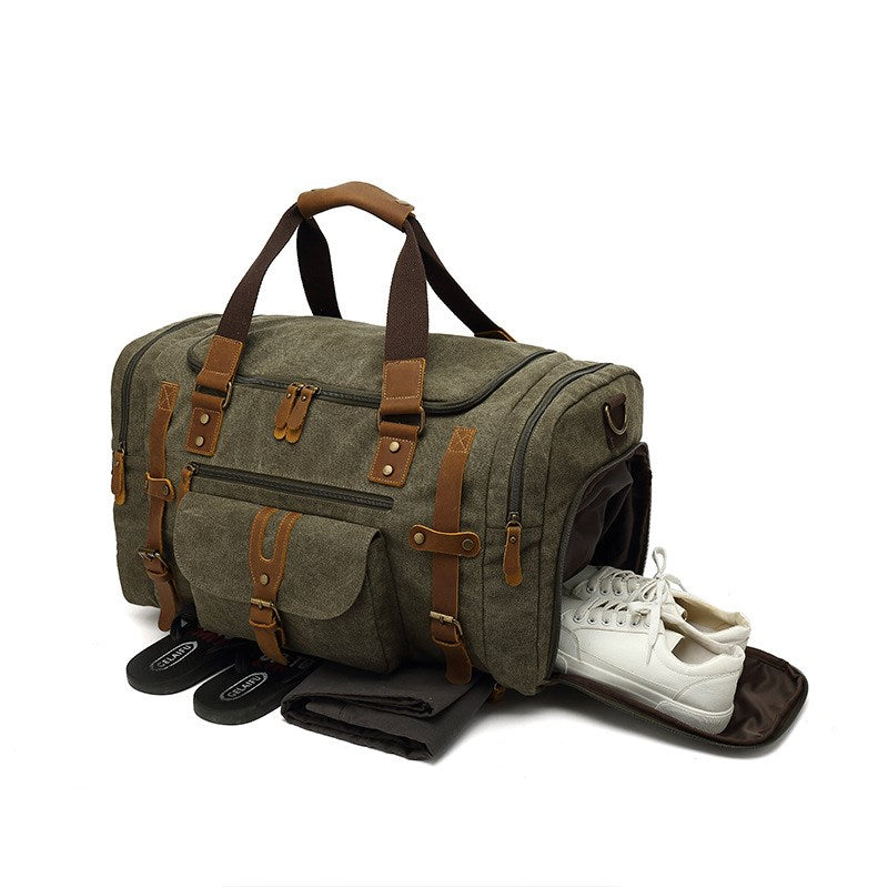 Canvas Weekend Bag with Shoe Compartment Bag Travel Bag Gym Bags
