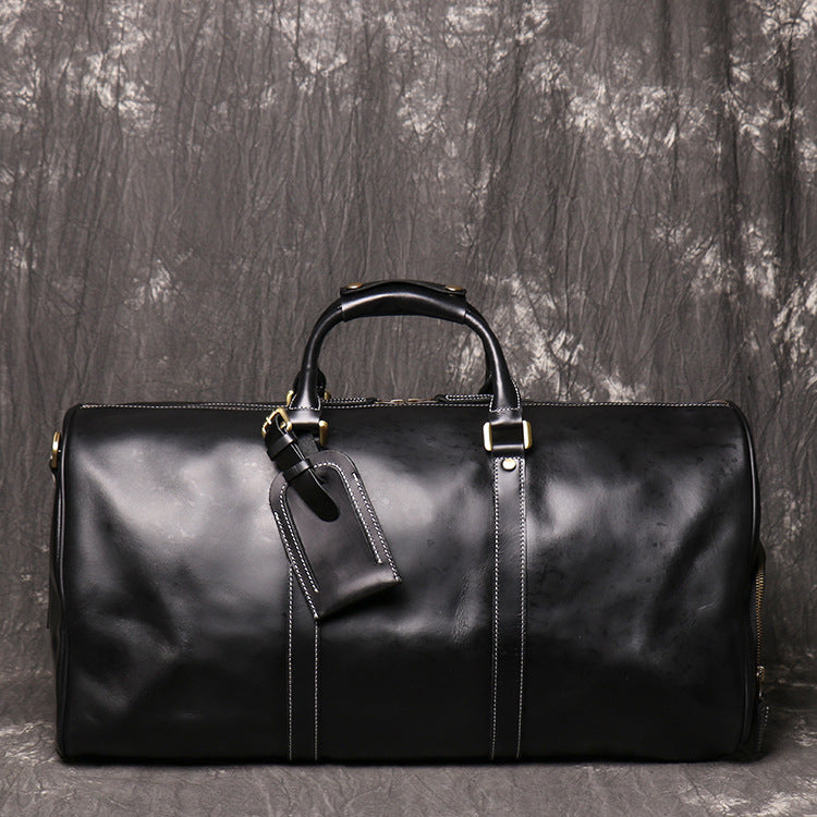 Leather Weekender Bag With Shoe Compartment Men Full Grain 