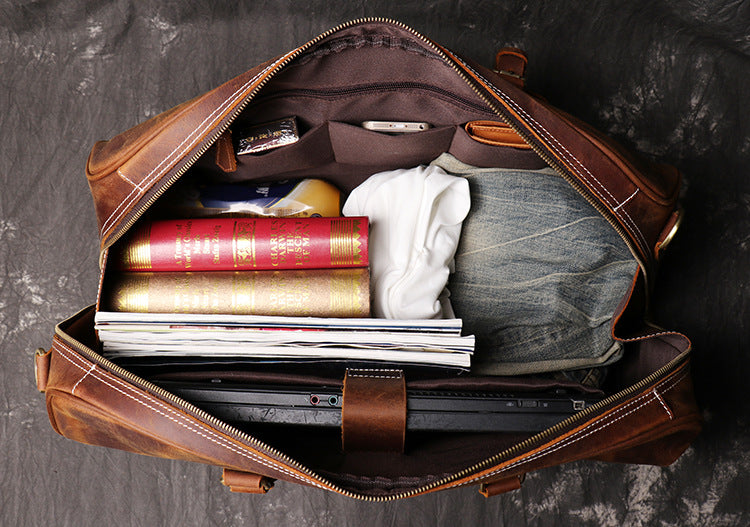 designer travel duffel bag Handmade Vintage Leather Overnight Duffel Bag Travel Bag Holdall Luggage Bag Vintage Brown / No