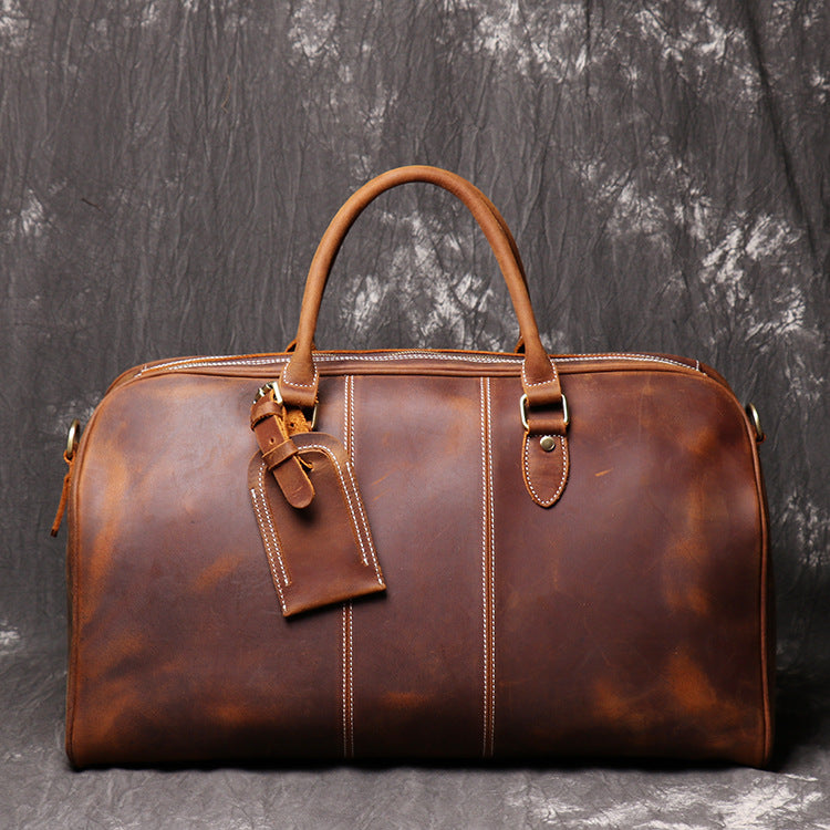 Duffle Leather Bag Men's Leather Travel Holdall Luggage 