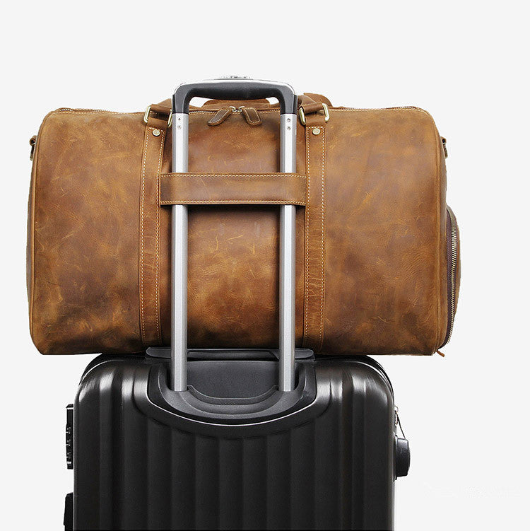 Handcrafted Vintage Extra Large Genuine Leather Travel Bag Duffle Bag  Organizer Bag 7028