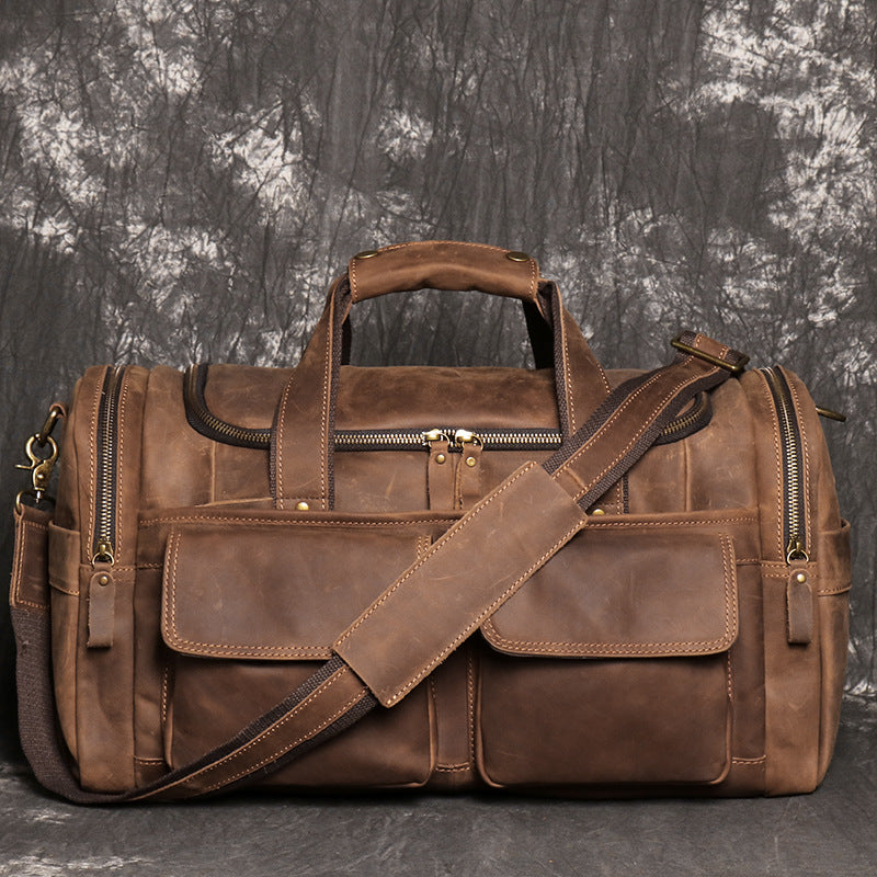 Vintage Full Grain Leather Duffel Bag Travel Bag Holdall Gym Bag