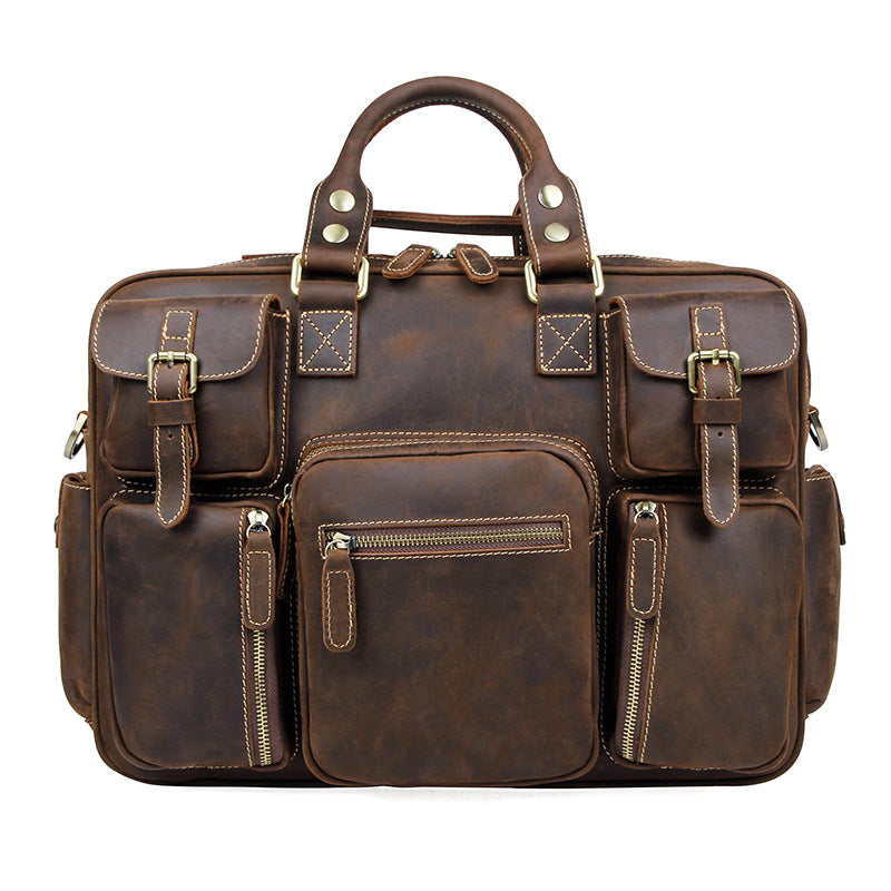 Vintage Cowhide Leather Handbag Men Briefcase Laptop Bag – Unihandmade