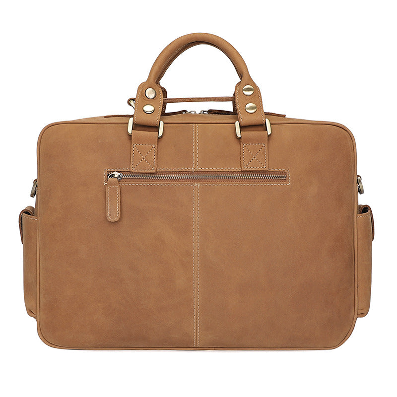 Vintage Cowhide Leather Handbag Men Briefcase Laptop Bag