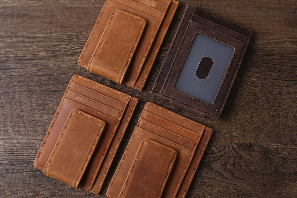 Personalized Wedding Gift RFID Blocking Leather Money Clip