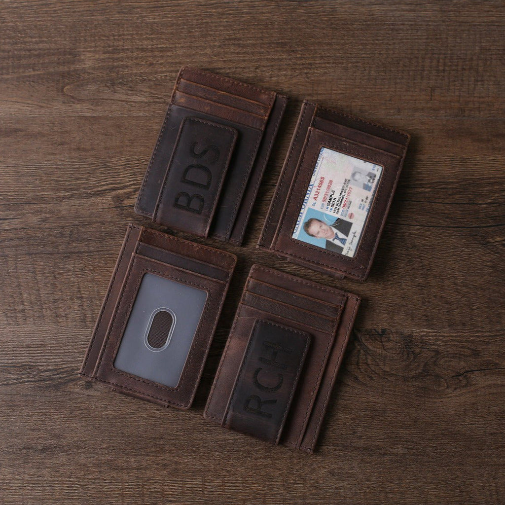 Personalized Wedding Gift RFID Blocking Leather Money Clip