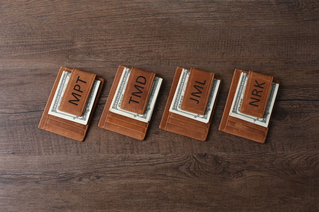 Personalized Leather Money Clip, Magnetic Money Clip, Money Clip Wallet