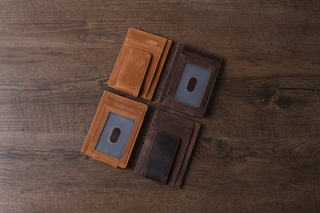Personalized Wedding Gift RFID Blocking Leather Money Clip