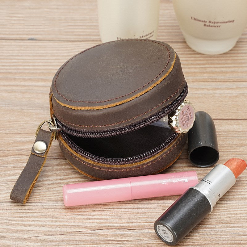 Cosmetic Organizer Leather Earphone Case Coin Pocket Bag